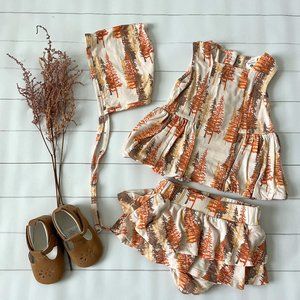 Kate Quinn Three Piece Bubble Romper with Bonnett